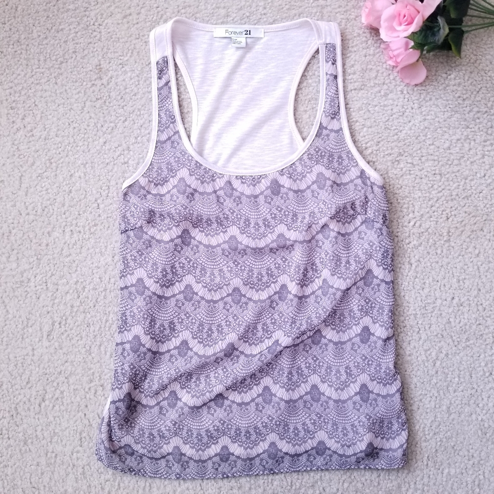 Dressy Champagne Pink Lace Pattern Sheer Tank Top